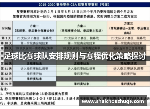 足球比赛球队安排规则与赛程优化策略探讨